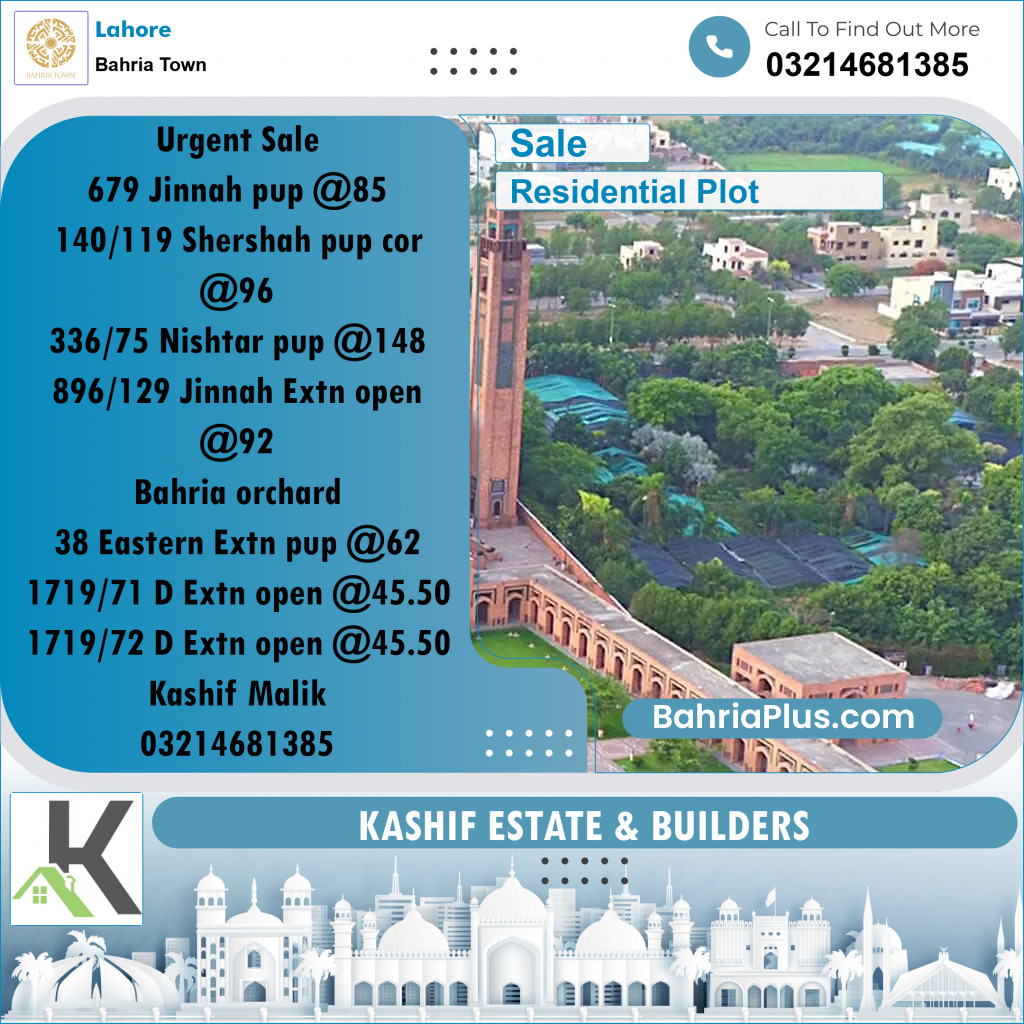 Residential Plot for Sale in Bahria Town, Lahore - (BP-266538)