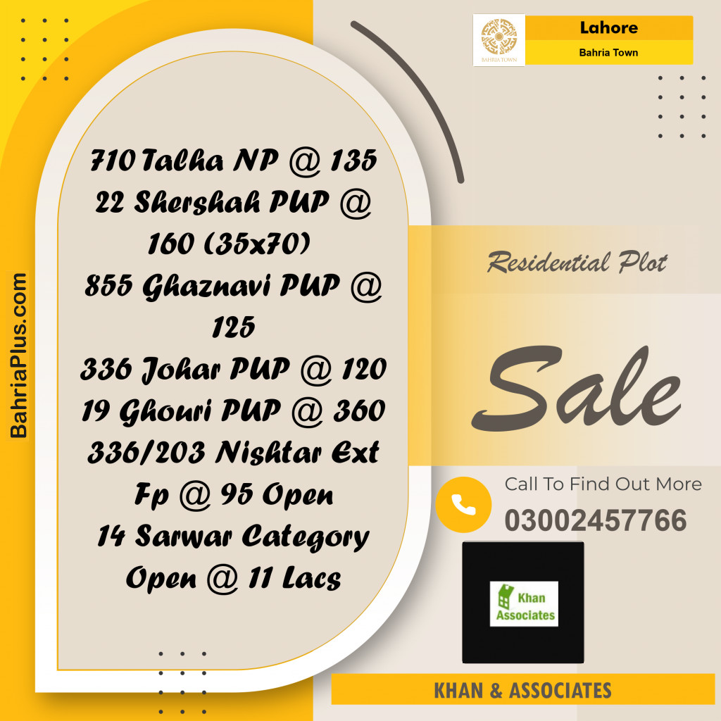 Residential Plot for Sale in Bahria Town, Lahore - (BP-266540)