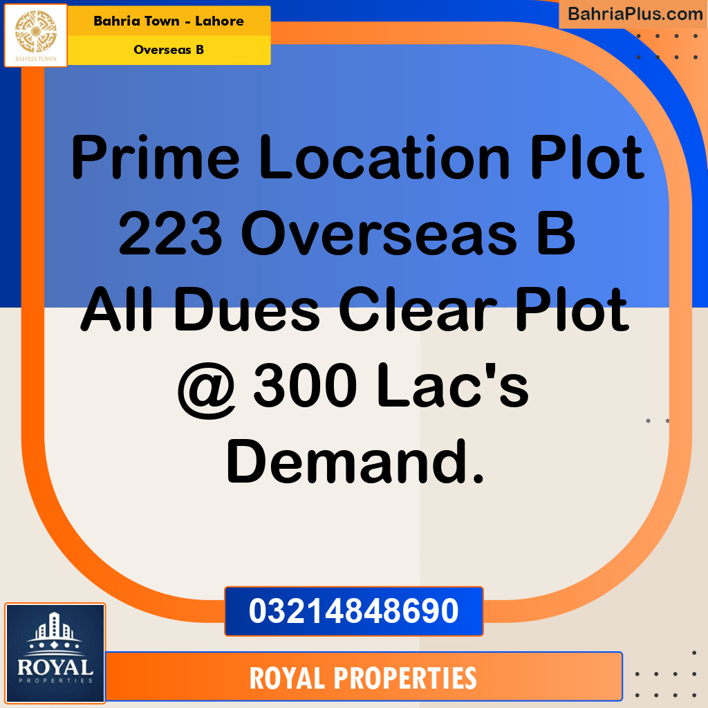 1 Kanal Residential Plot for Sale in Overseas B -  Bahria Town, Lahore - (BP-266551)