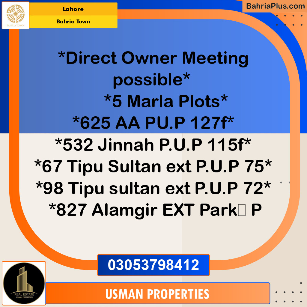 Residential Plot for Sale in Bahria Town, Lahore - (BP-266557)