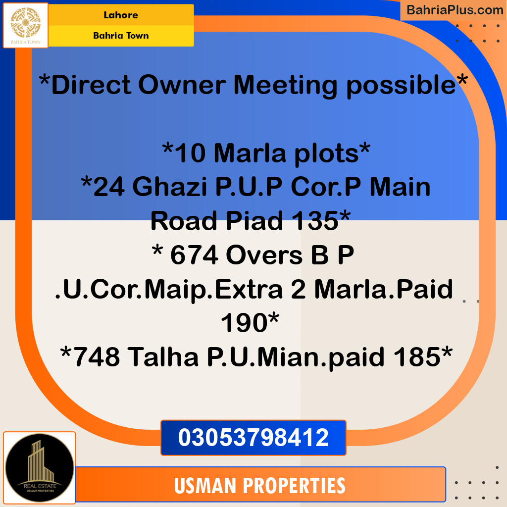 Residential Plot for Sale in Bahria Town, Lahore - (BP-266561)