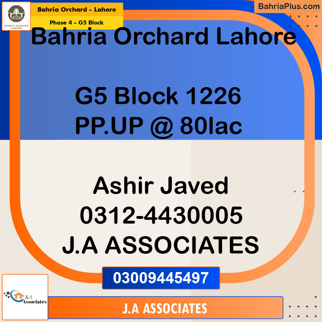 10 Marla Residential Plot for Sale in Phase 4 - G5 Block -  Bahria Orchard, Lahore - (BP-266568)