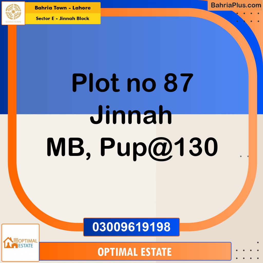 8 Marla Residential Plot for Sale in Sector E - Jinnah Block -  Bahria Town, Lahore - (BP-266629)