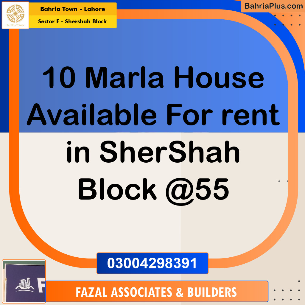 10 Marla Residential House for Rent in Sector F - Shershah Block -  Bahria Town, Lahore - (BP-266665)
