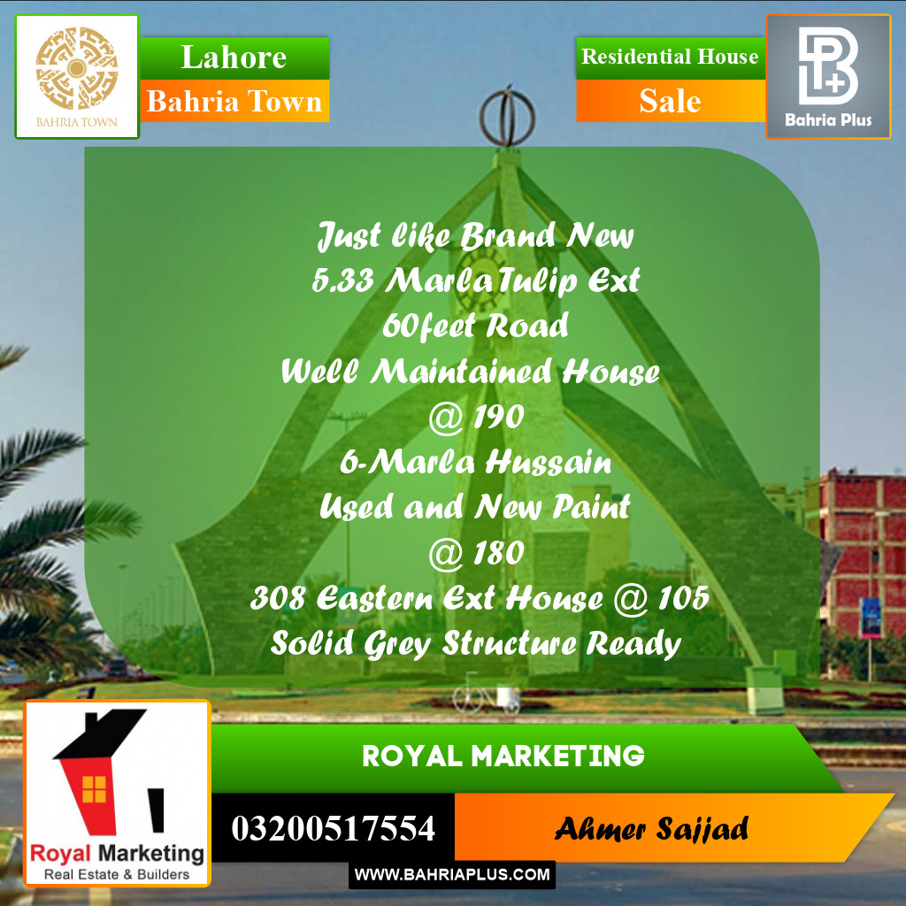 Residential House for Sale in Bahria Town, Lahore - (BP-266673)
