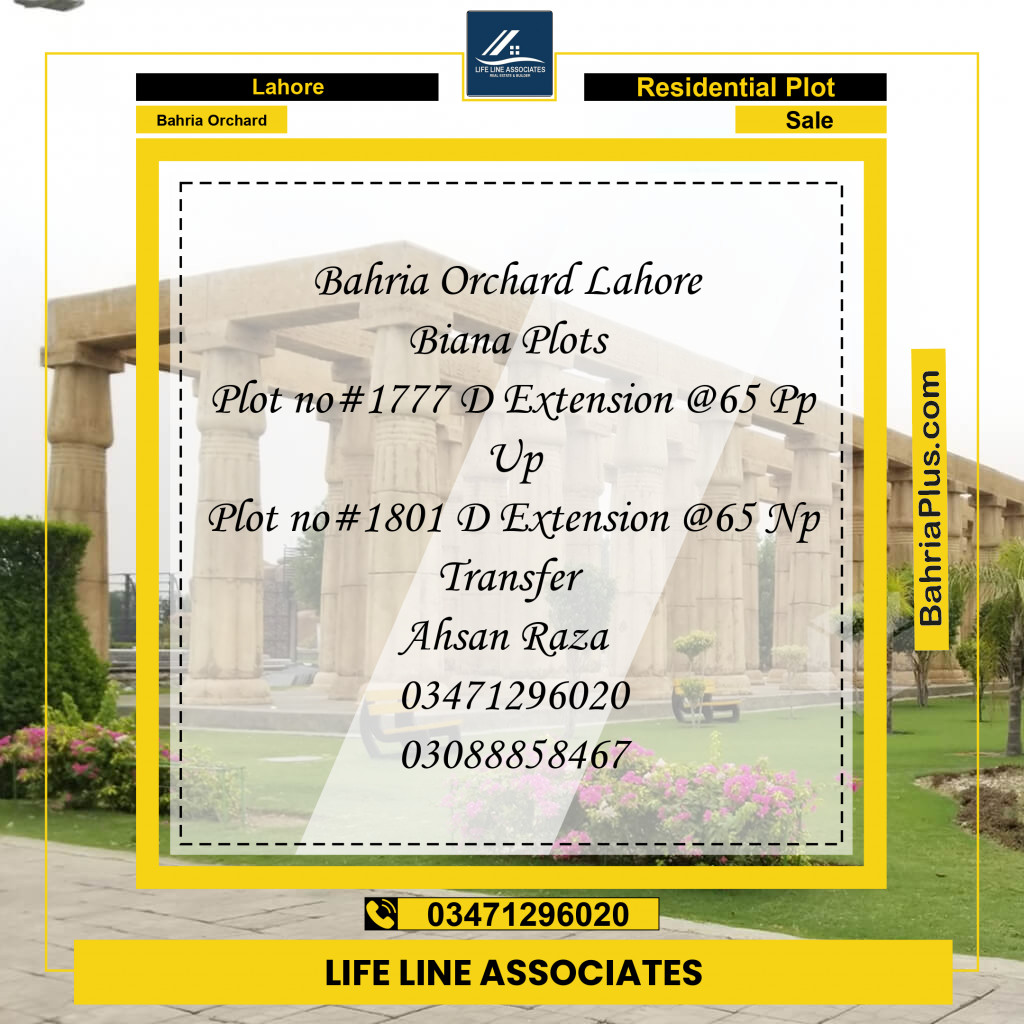 8 Marla Residential Plot for Sale in Bahria Orchard, Lahore - (BP-266678)