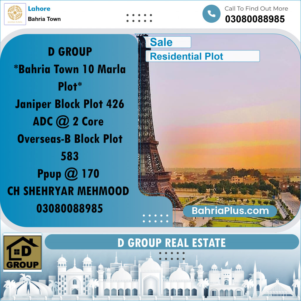 Residential Plot for Sale in Bahria Town, Lahore - (BP-266682)