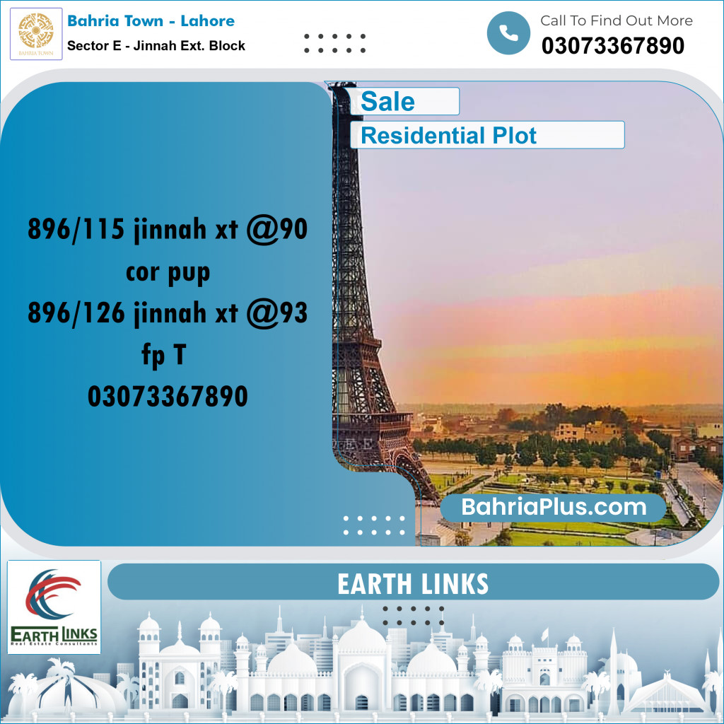 5 Marla Residential Plot for Sale in Sector E - Jinnah Ext. Block -  Bahria Town, Lahore - (BP-266705)