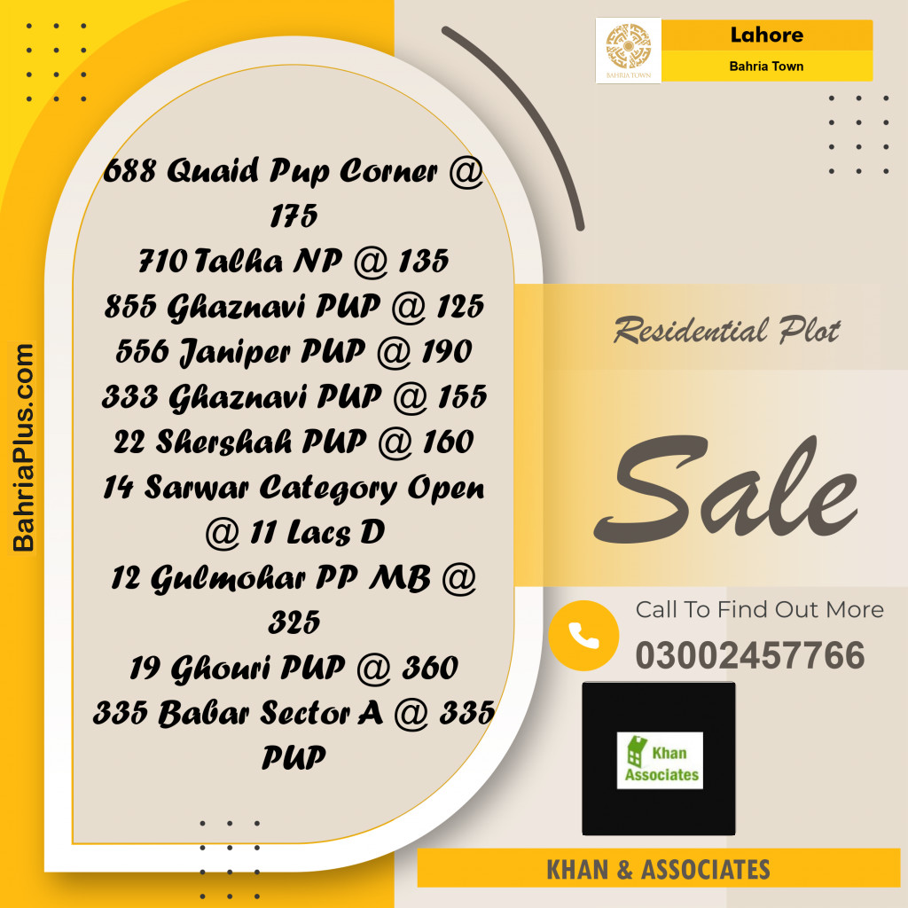 Residential Plot for Sale in Bahria Town, Lahore - (BP-266717)