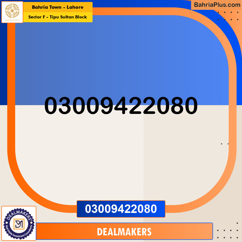 10 Marla Residential Plot for Sale in Sector F - Tipu Sultan Block -  Bahria Town, Lahore - (BP-266725)