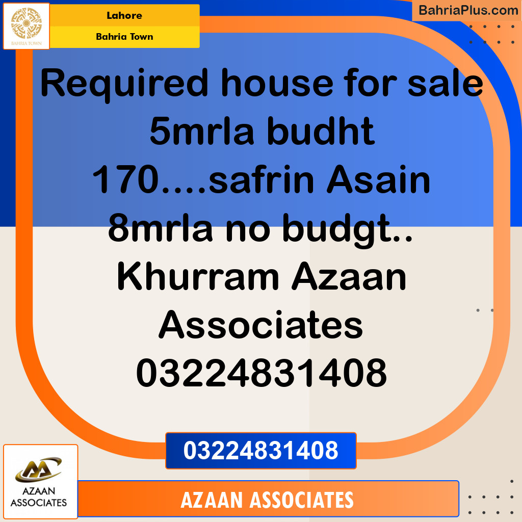 Residential House for Sale in Bahria Town, Lahore - (BP-266730)