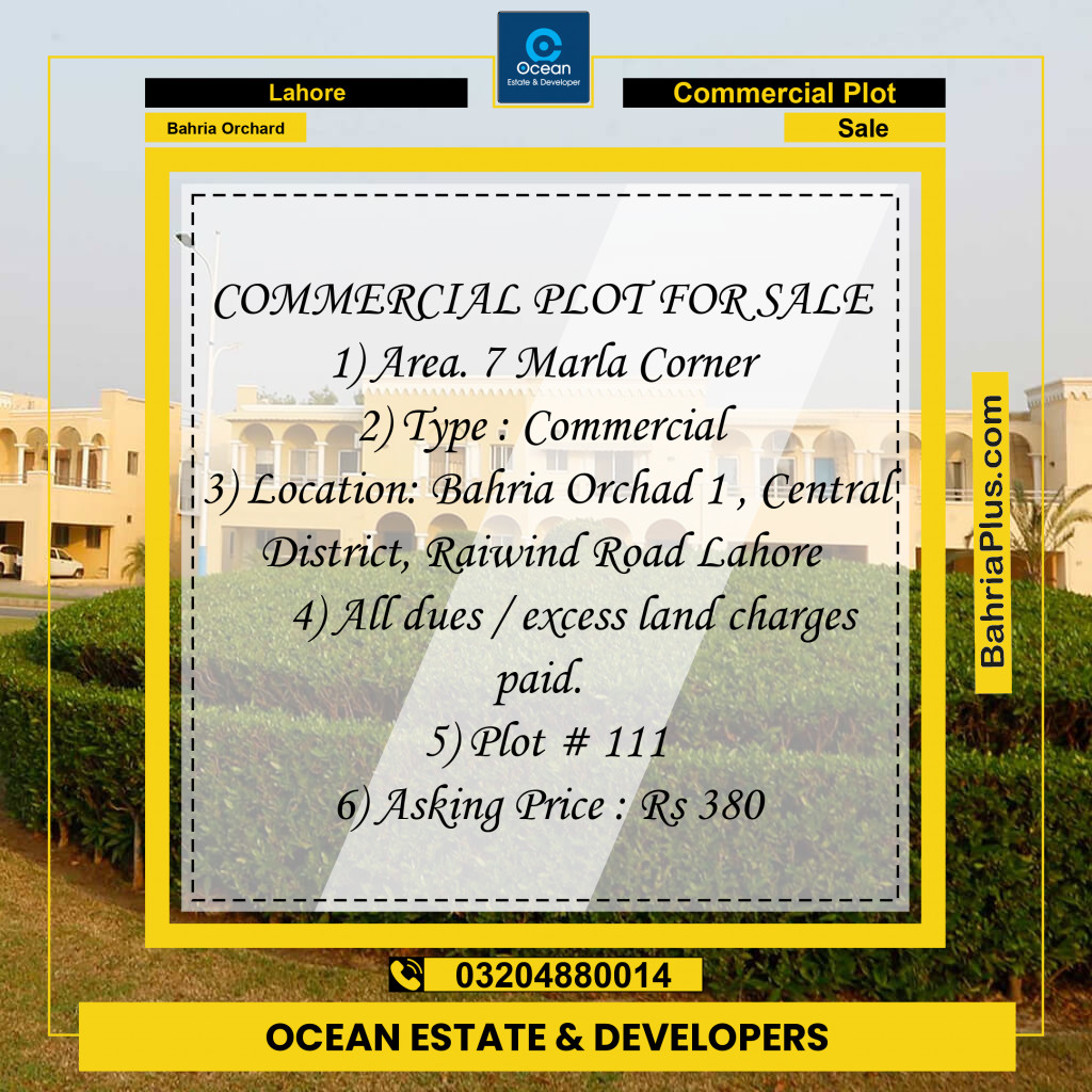 Commercial Plot for Sale in Bahria Orchard, Lahore - (BP-266733)