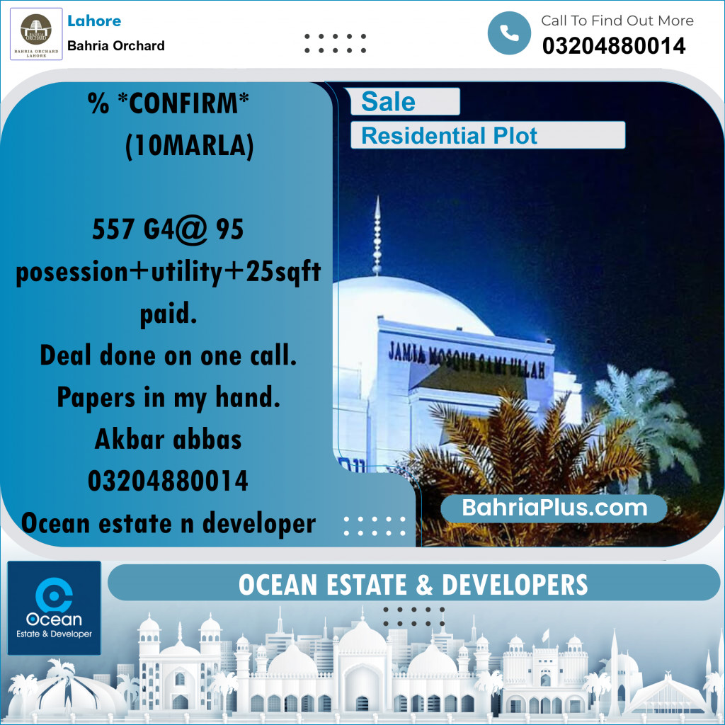 Residential Plot for Sale in Bahria Orchard, Lahore - (BP-266735)