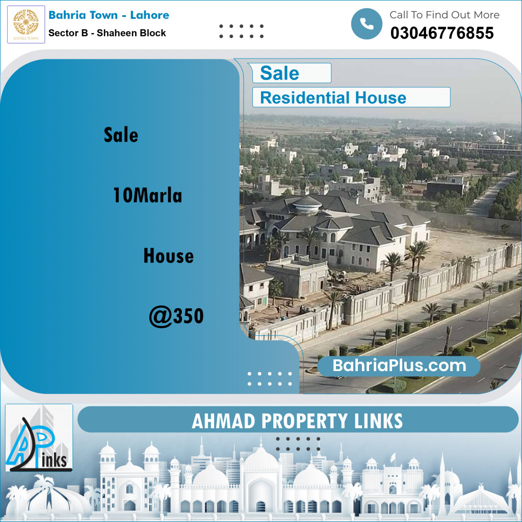 10 Marla Residential House for Sale in Sector B - Shaheen Block -  Bahria Town, Lahore - (BP-266738)