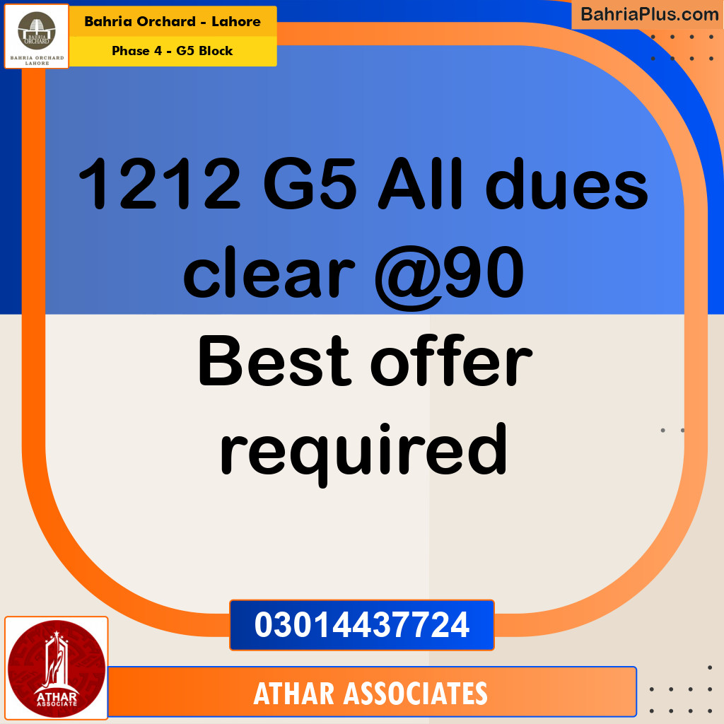 10 Marla Residential Plot for Sale in Phase 4 - G5 Block -  Bahria Orchard, Lahore - (BP-266755)