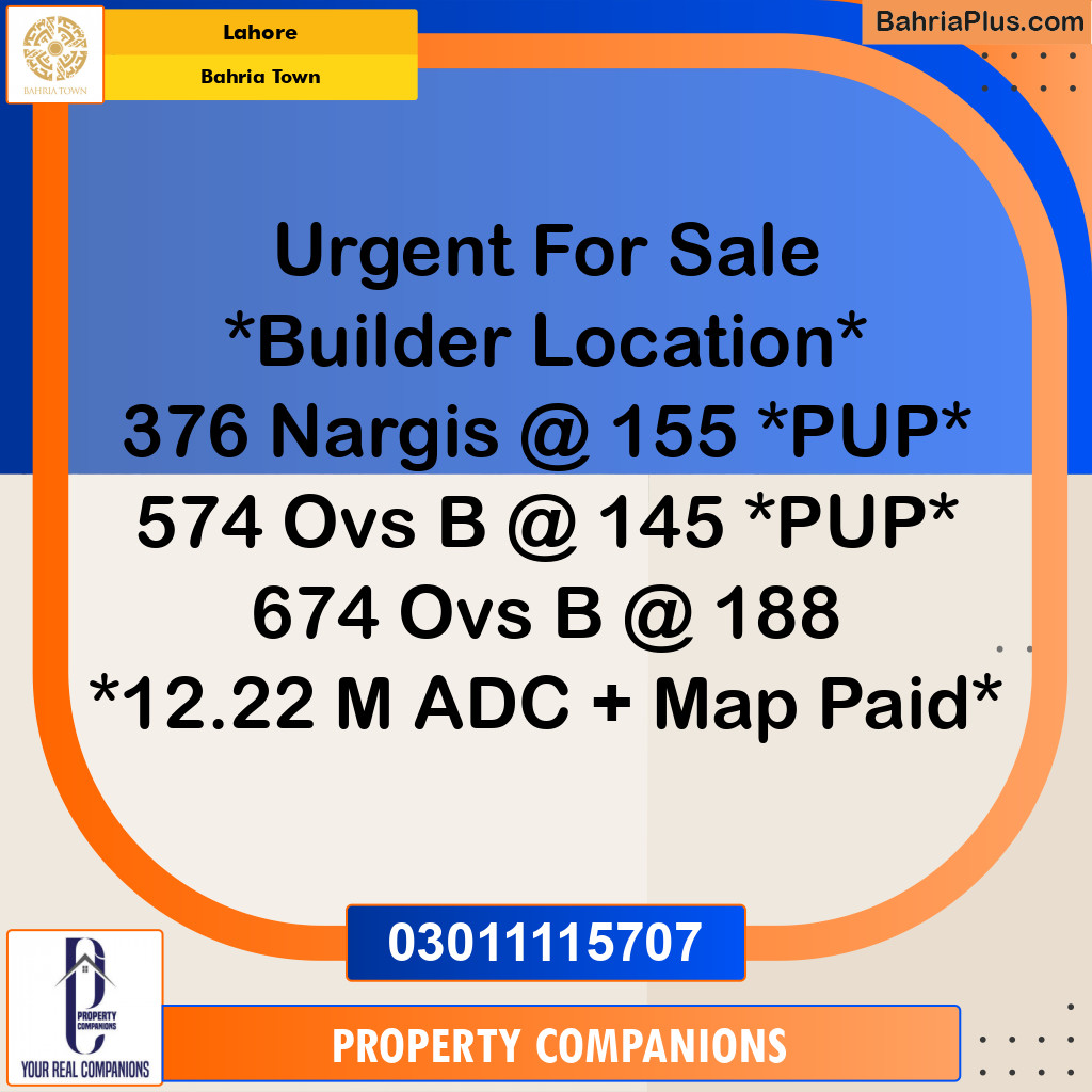 Residential Plot for Sale in Bahria Town, Lahore - (BP-266795)