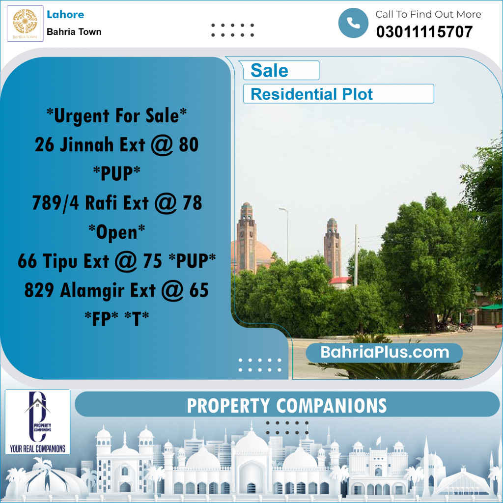 Residential Plot for Sale in Bahria Town, Lahore - (BP-266796)
