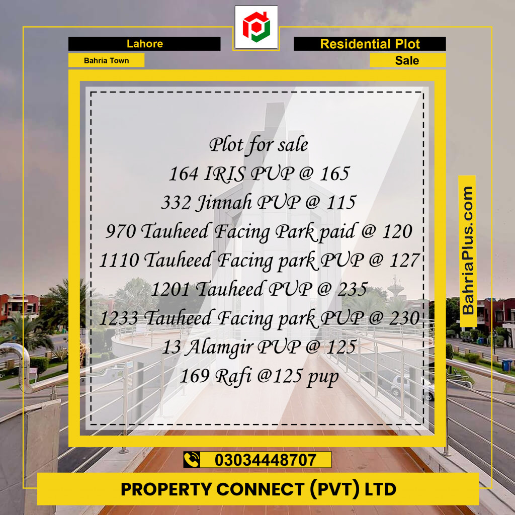 Residential Plot for Sale in Bahria Town, Lahore - (BP-266826)