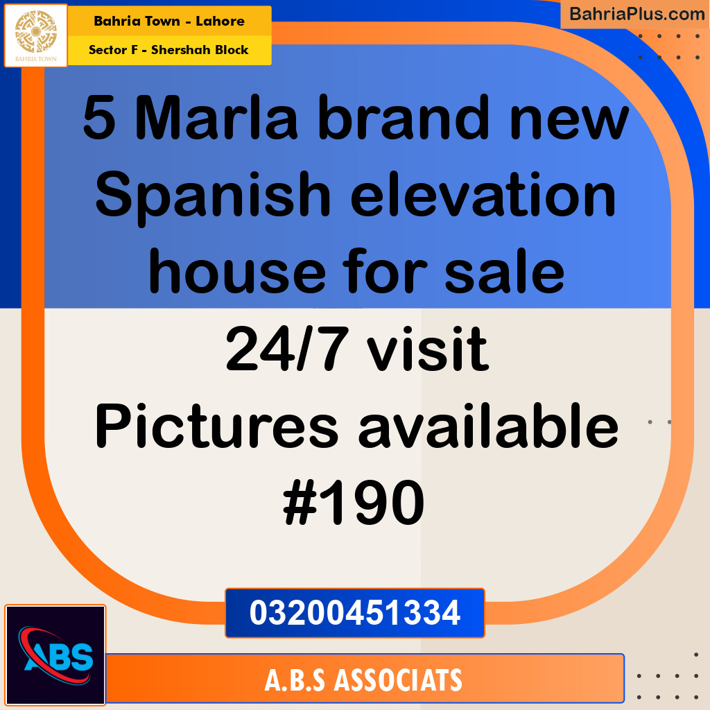 5 Marla Residential House for Sale in Sector F - Shershah Block -  Bahria Town, Lahore - (BP-266880)