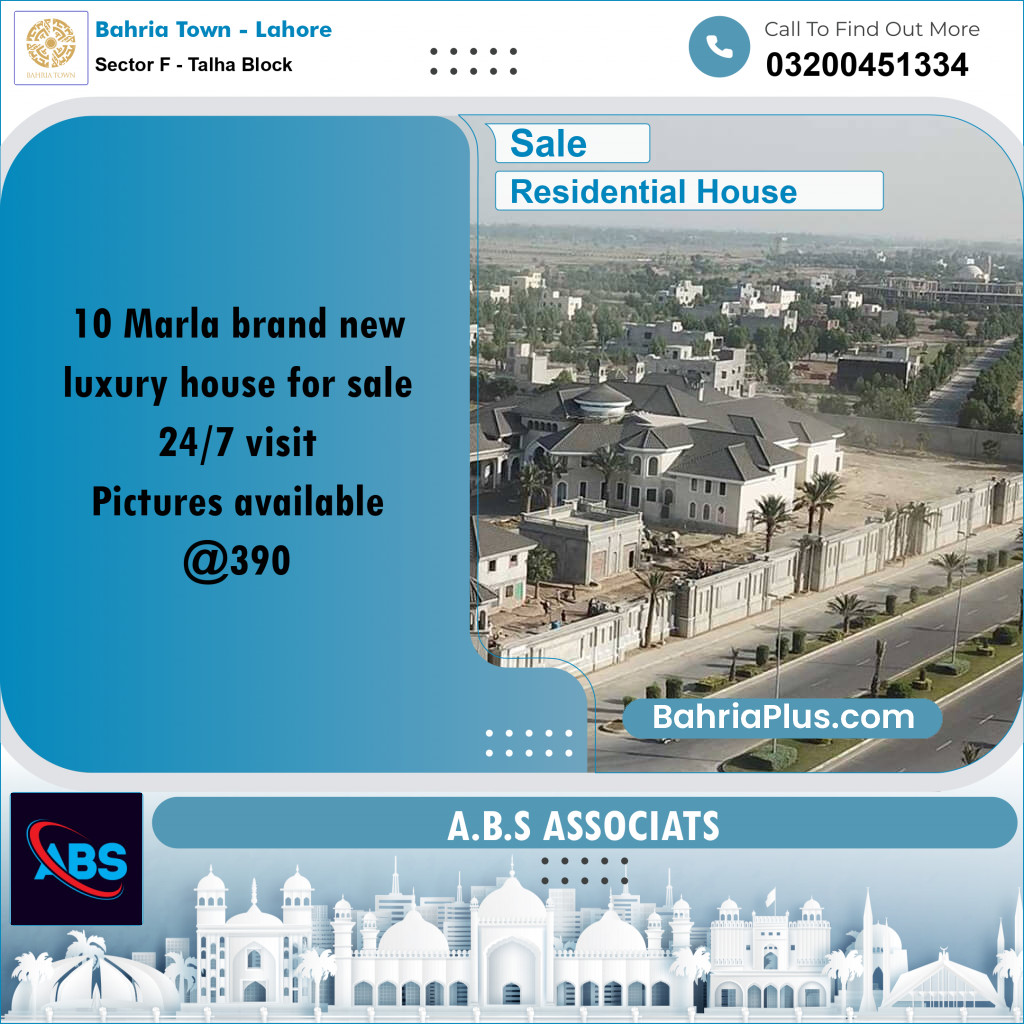 10 Marla Residential House for Sale in Sector F - Talha Block -  Bahria Town, Lahore - (BP-266882)