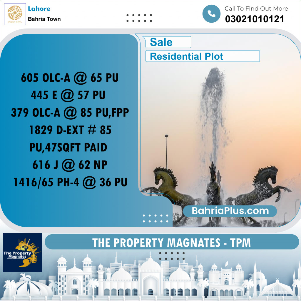 Residential Plot for Sale in Bahria Town, Lahore - (BP-266915)