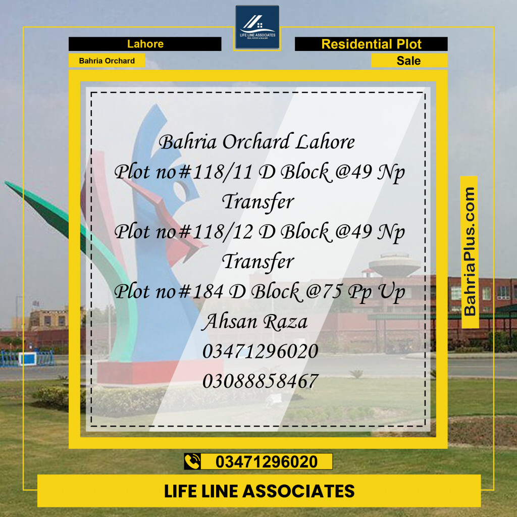 5 Marla Residential Plot for Sale in Bahria Orchard, Lahore - (BP-266921)