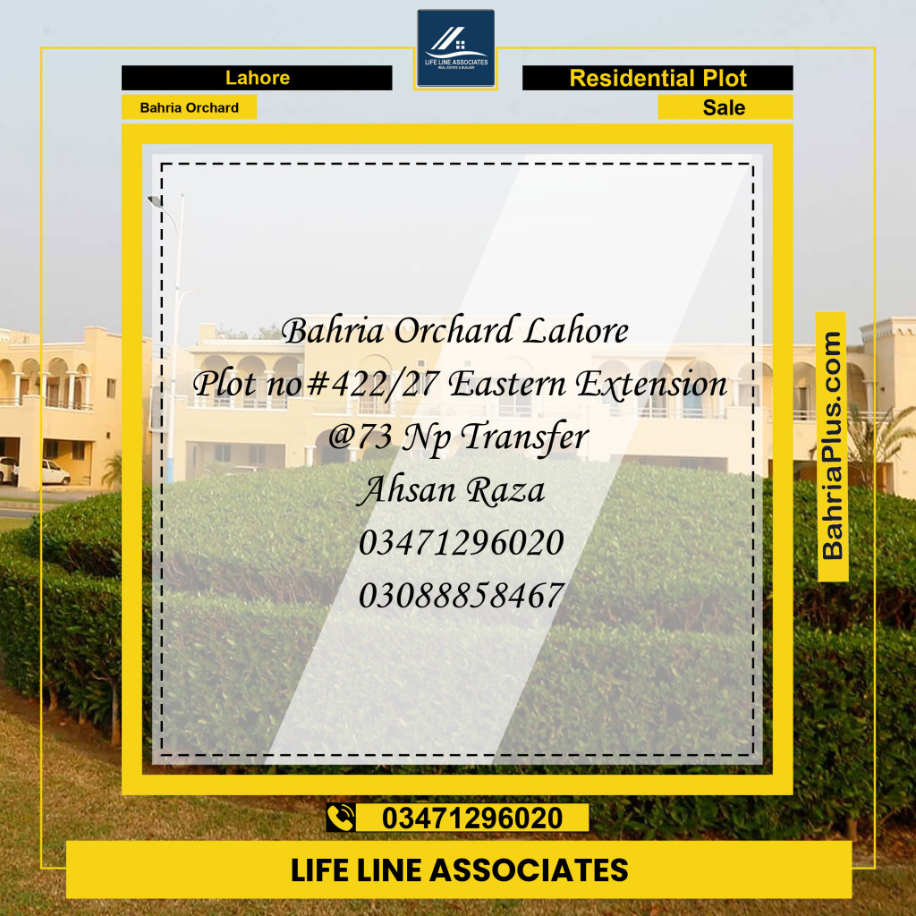 8 Marla Residential Plot for Sale in Bahria Orchard, Lahore - (BP-266924)