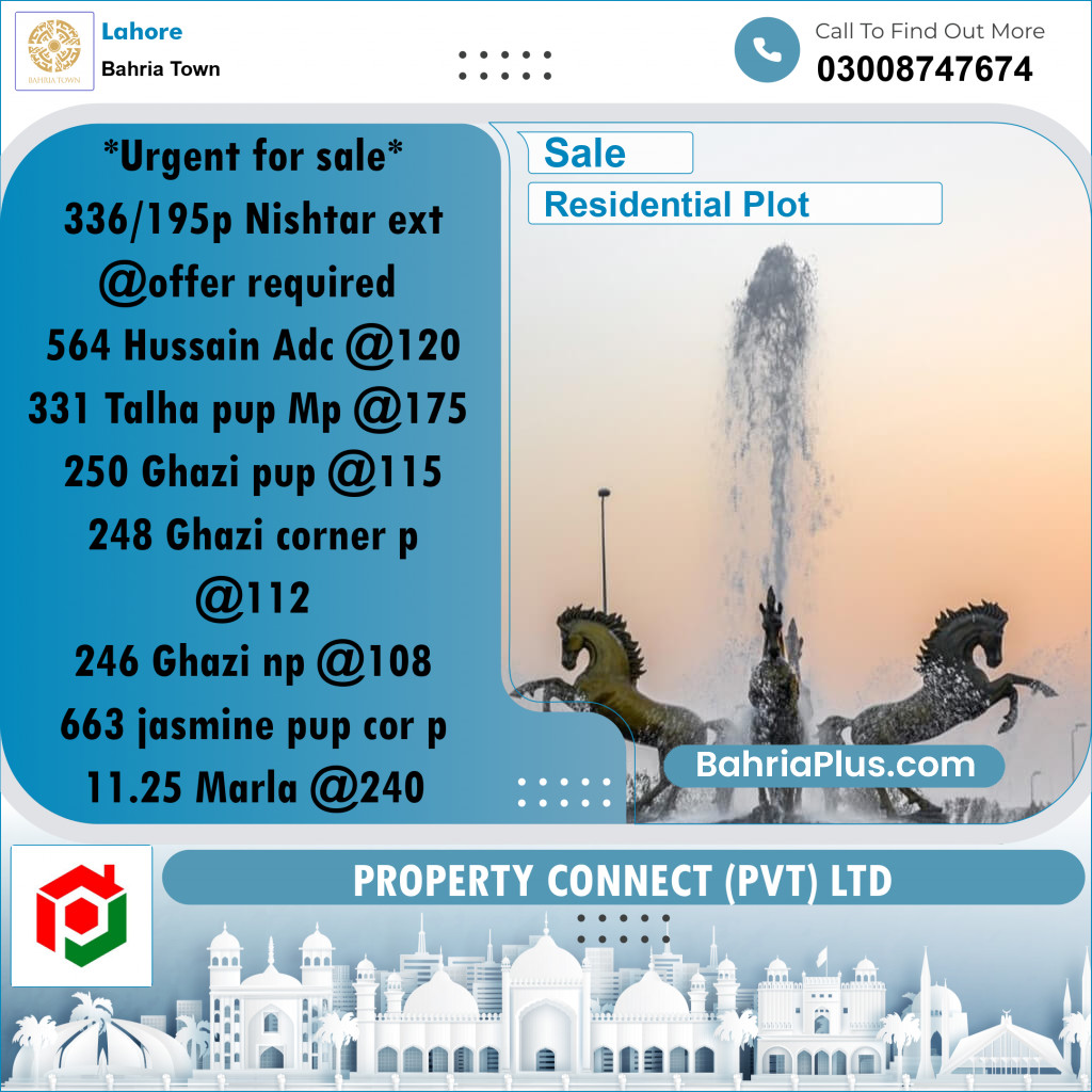 Residential Plot for Sale in Bahria Town, Lahore - (BP-266926)