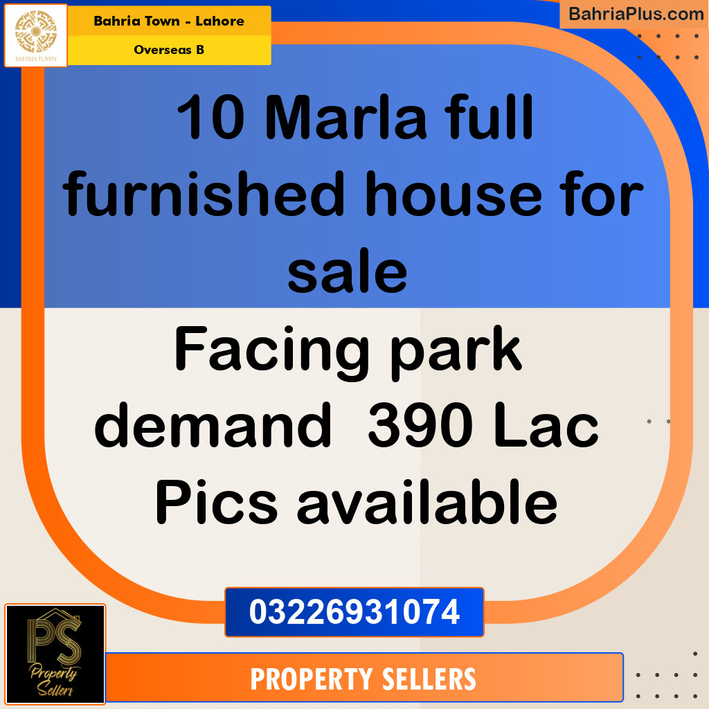 10 Marla Residential House for Sale in Overseas B -  Bahria Town, Lahore - (BP-266955)