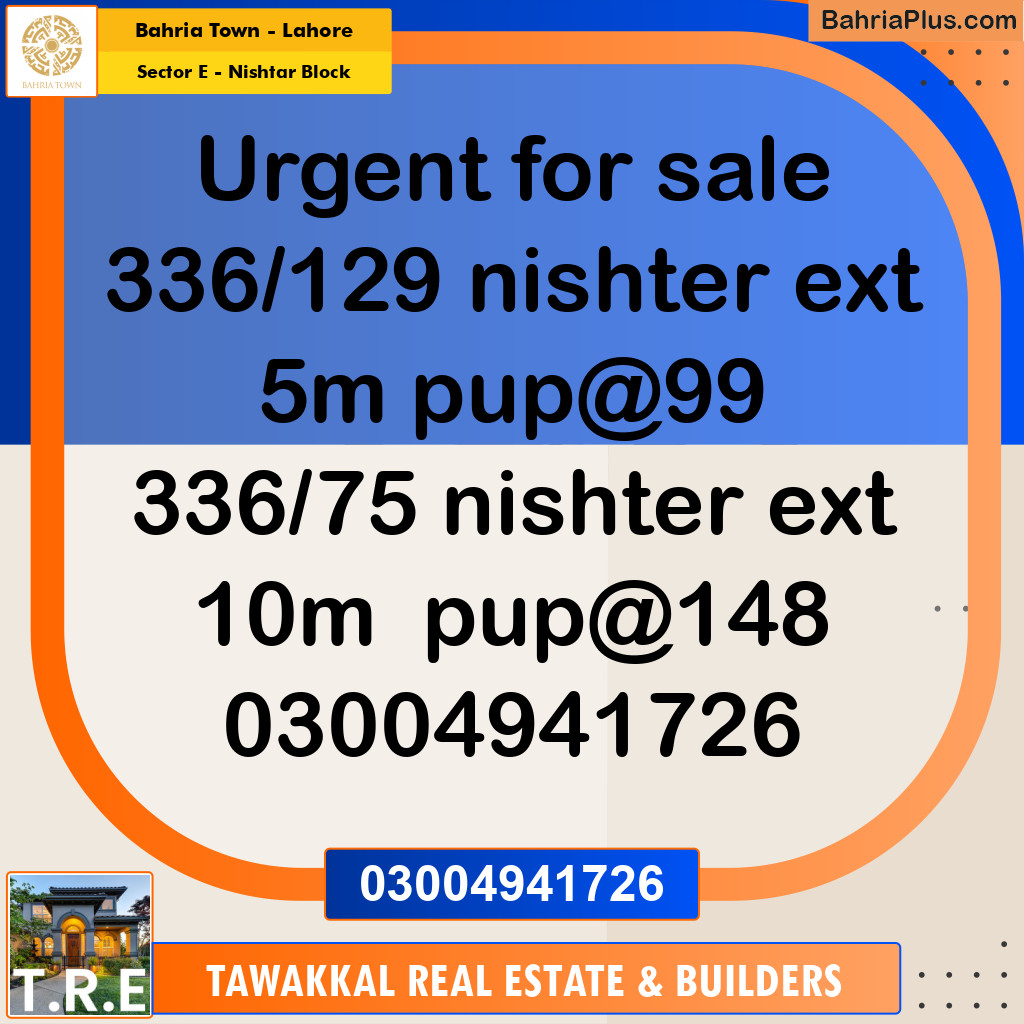 5 Marla Residential Plot for Sale in Sector E - Nishtar Block -  Bahria Town, Lahore - (BP-266961)