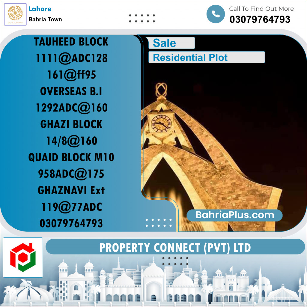 Residential Plot for Sale in Bahria Town, Lahore - (BP-266974)