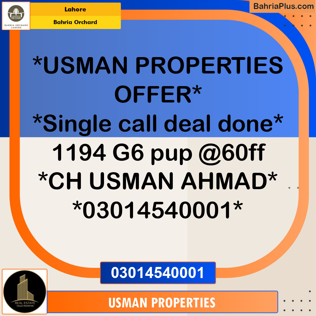 Residential Plot for Sale in Bahria Orchard, Lahore - (BP-266987)