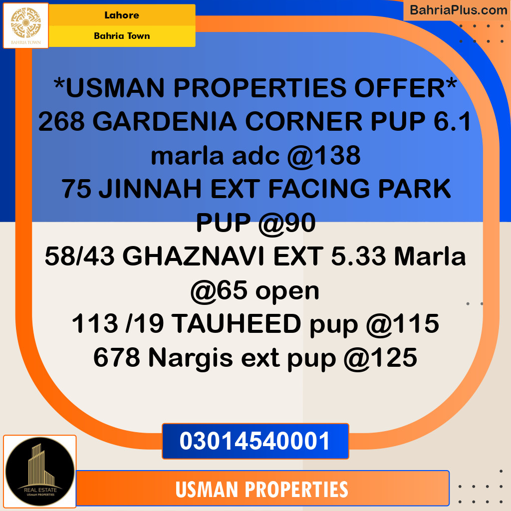 Residential Plot for Sale in Bahria Town, Lahore - (BP-267008)
