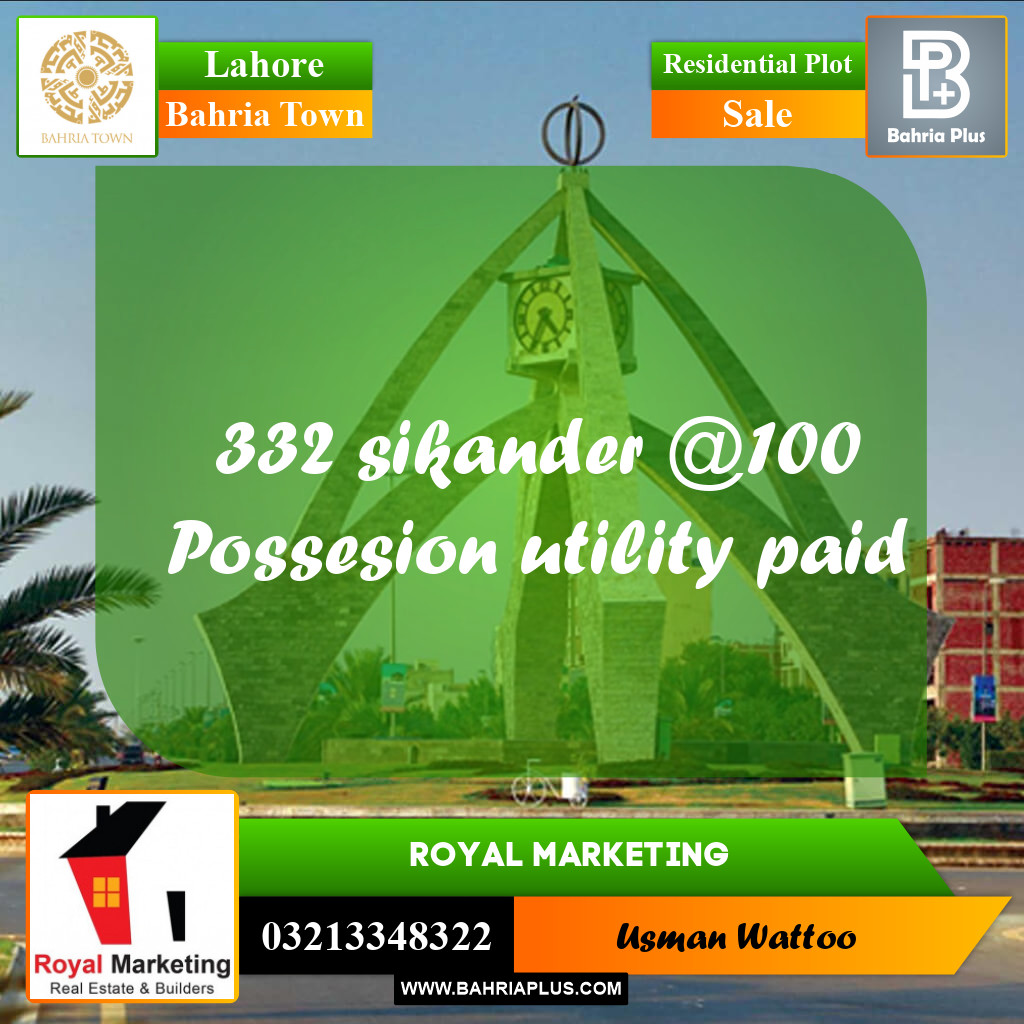 Residential Plot for Sale in Bahria Town, Lahore - (BP-267047)