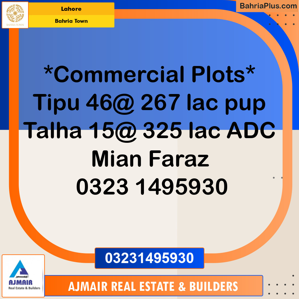 Commercial Plot for Sale in Bahria Town, Lahore - (BP-267064)