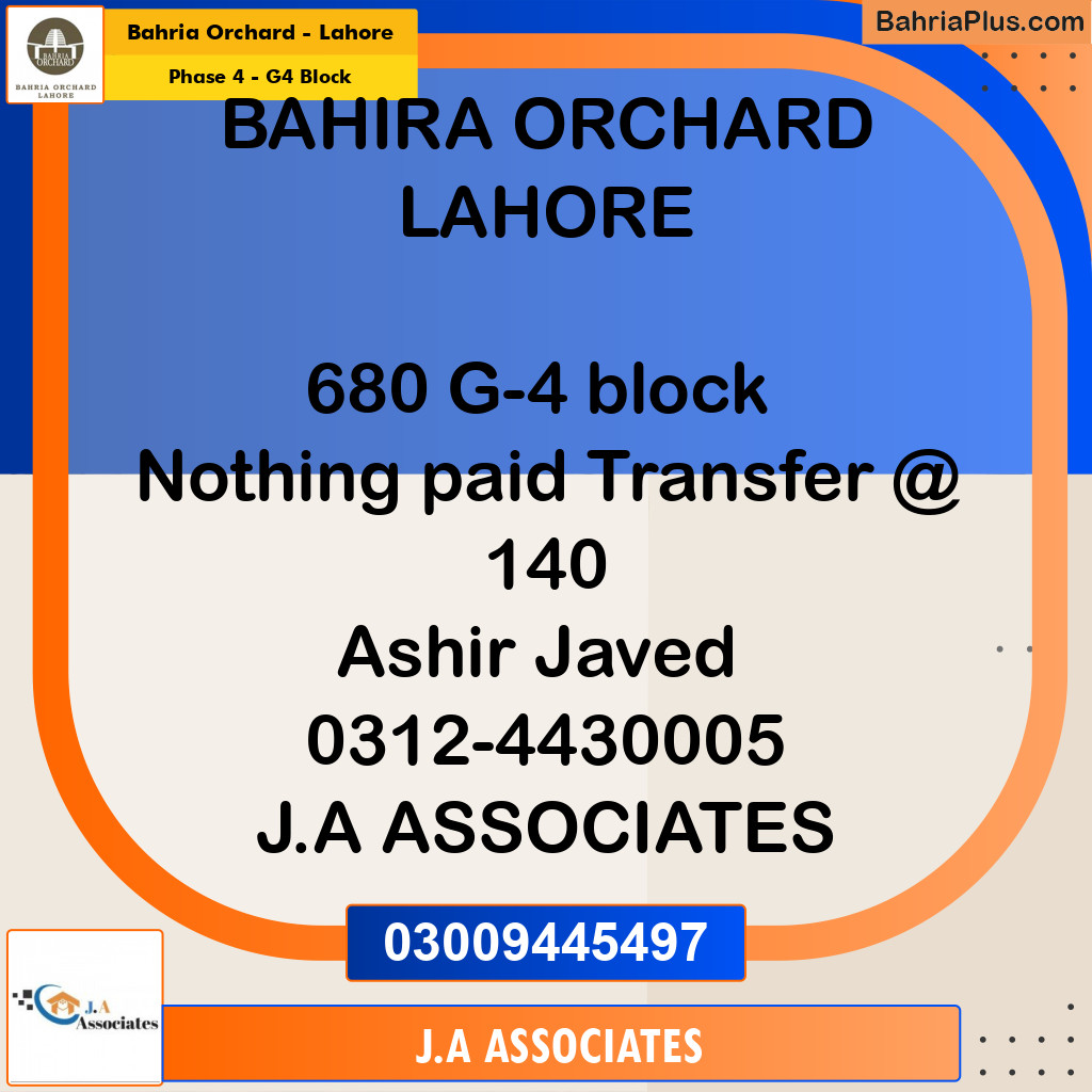 1 Kanal Residential Plot for Sale in Phase 4 - G4 Block -  Bahria Orchard, Lahore - (BP-267125)