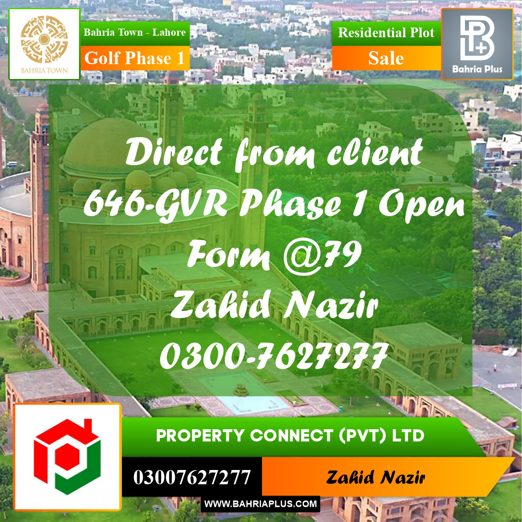 Residential Plot for Sale in Golf Phase 1 -  Bahria Town, Lahore - (BP-267145)