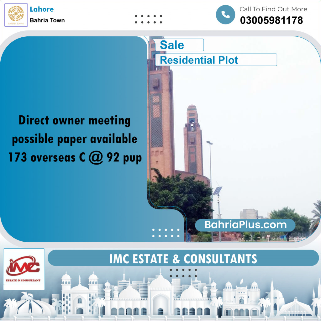 Residential Plot for Sale in Bahria Town, Lahore - (BP-267156)