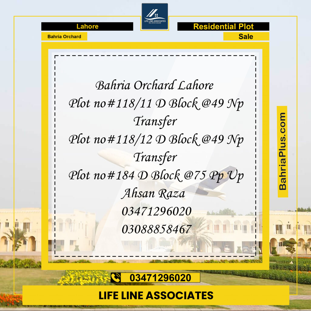 5 Marla Residential Plot for Sale in Bahria Orchard, Lahore - (BP-267268)