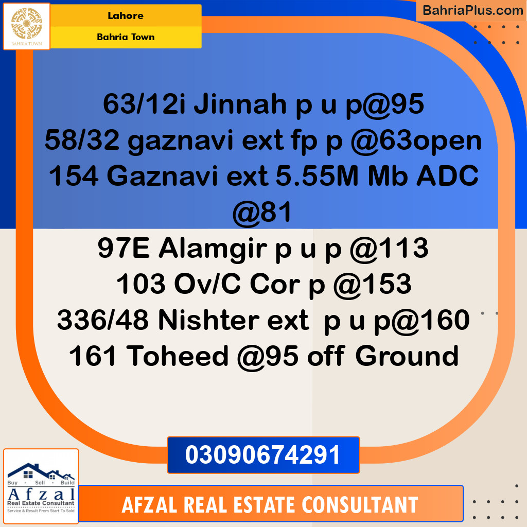 Residential Plot for Sale in Bahria Town, Lahore - (BP-267293)