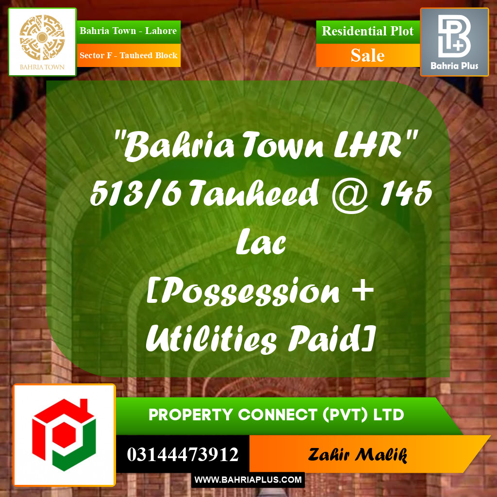 10 Marla Residential Plot for Sale in Sector F - Tauheed Block -  Bahria Town, Lahore - (BP-267301)