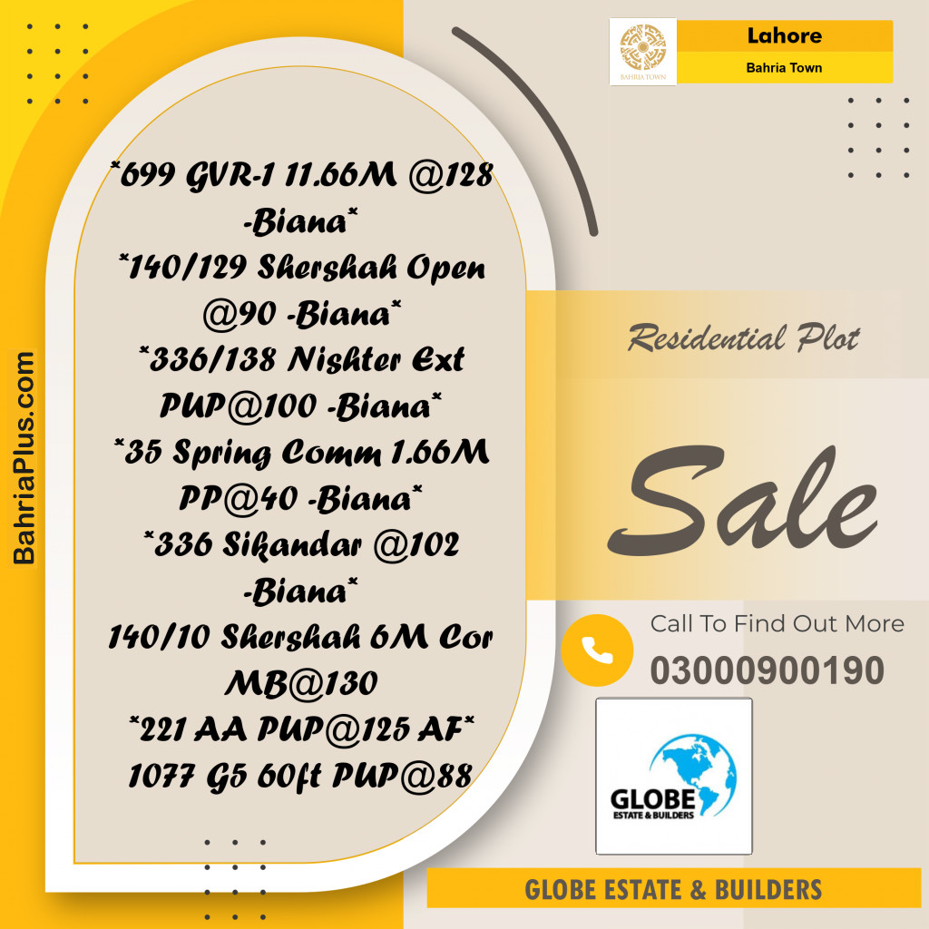 Residential Plot for Sale in Bahria Town, Lahore - (BP-267306)