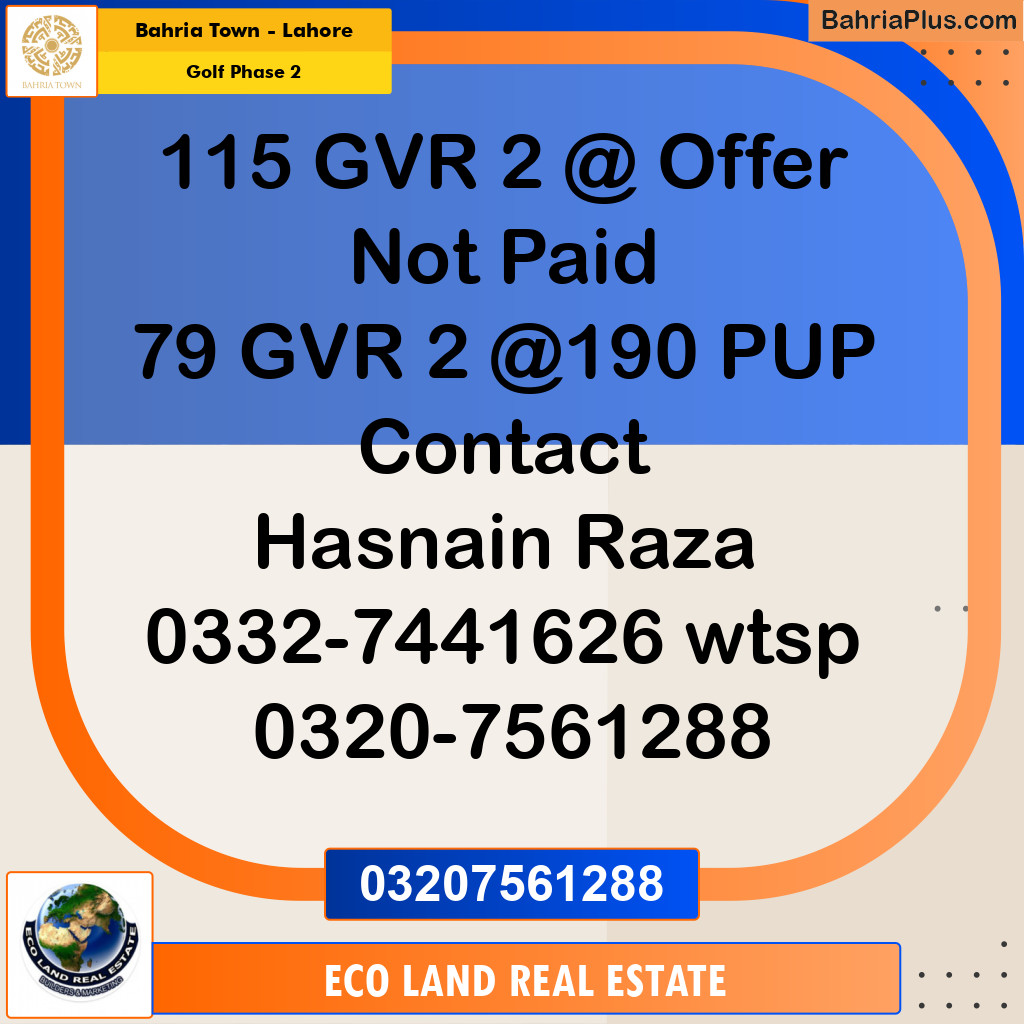10 Marla Residential Plot for Sale in Golf Phase 2 -  Bahria Town, Lahore - (BP-267337)