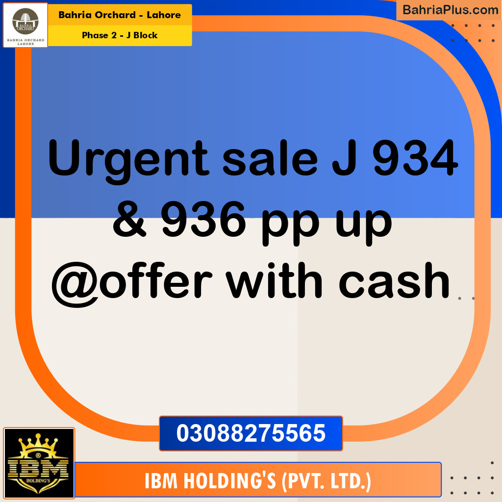 8 Marla Residential Plot for Sale in Phase 2 - J Block -  Bahria Orchard, Lahore - (BP-267349)