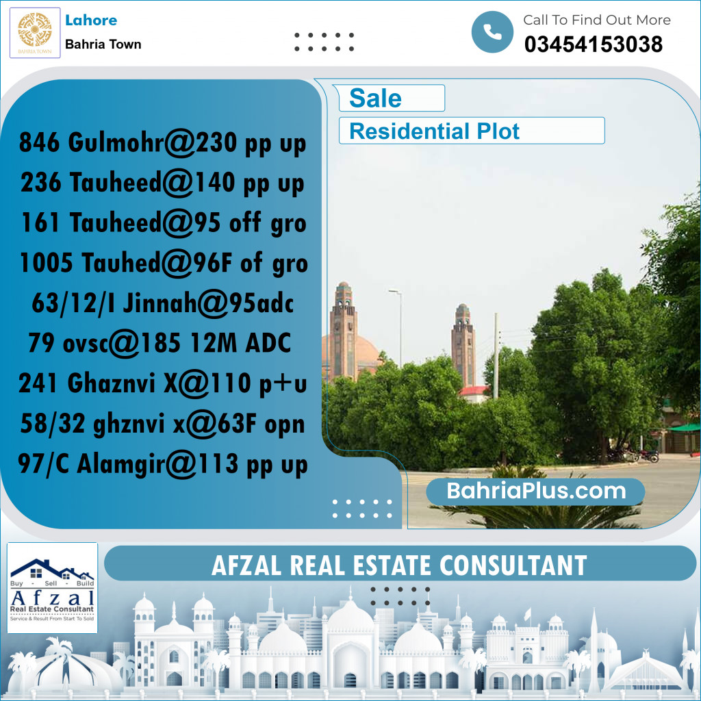 Residential Plot for Sale in Bahria Town, Lahore - (BP-267351)