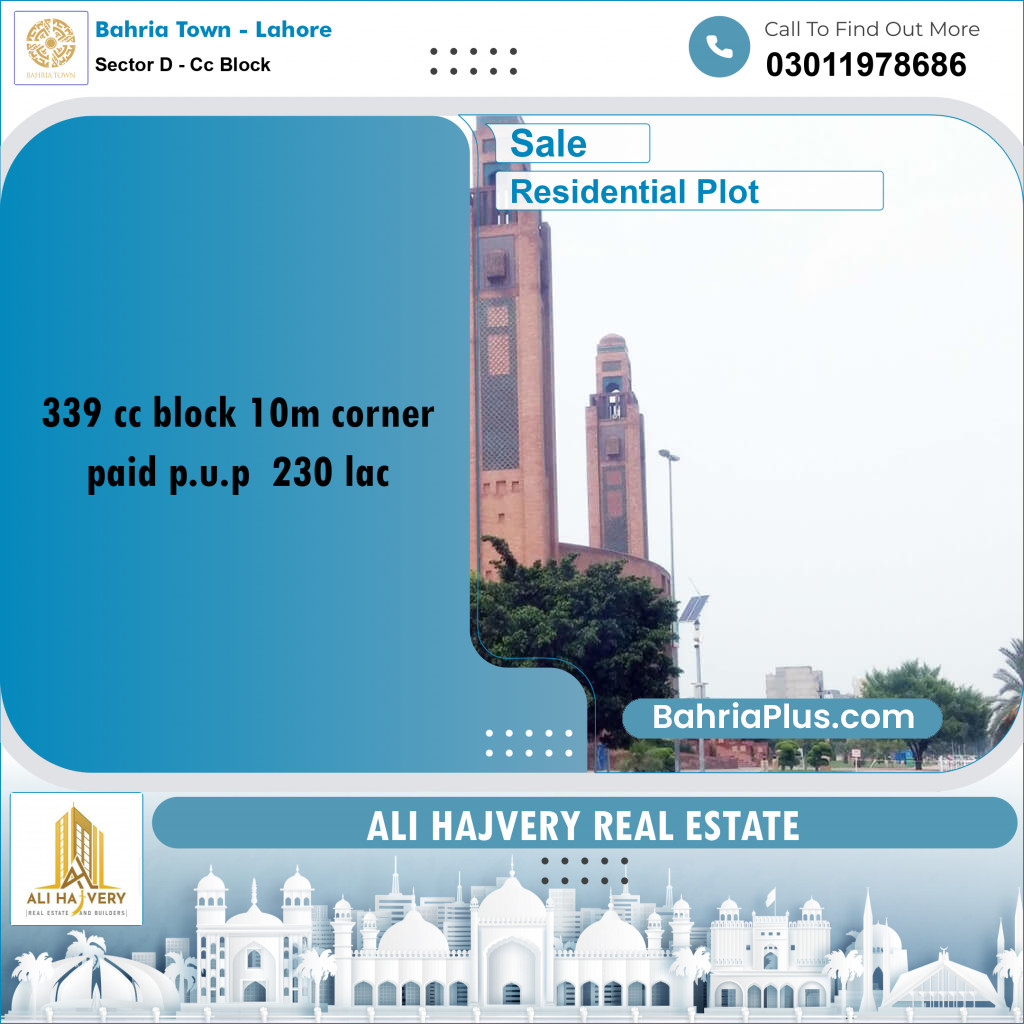 10 Marla Residential Plot for Sale in Sector D - CC Block -  Bahria Town, Lahore - (BP-267358)