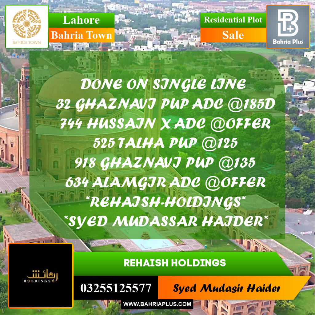 Residential Plot for Sale in Bahria Town, Lahore - (BP-267366)