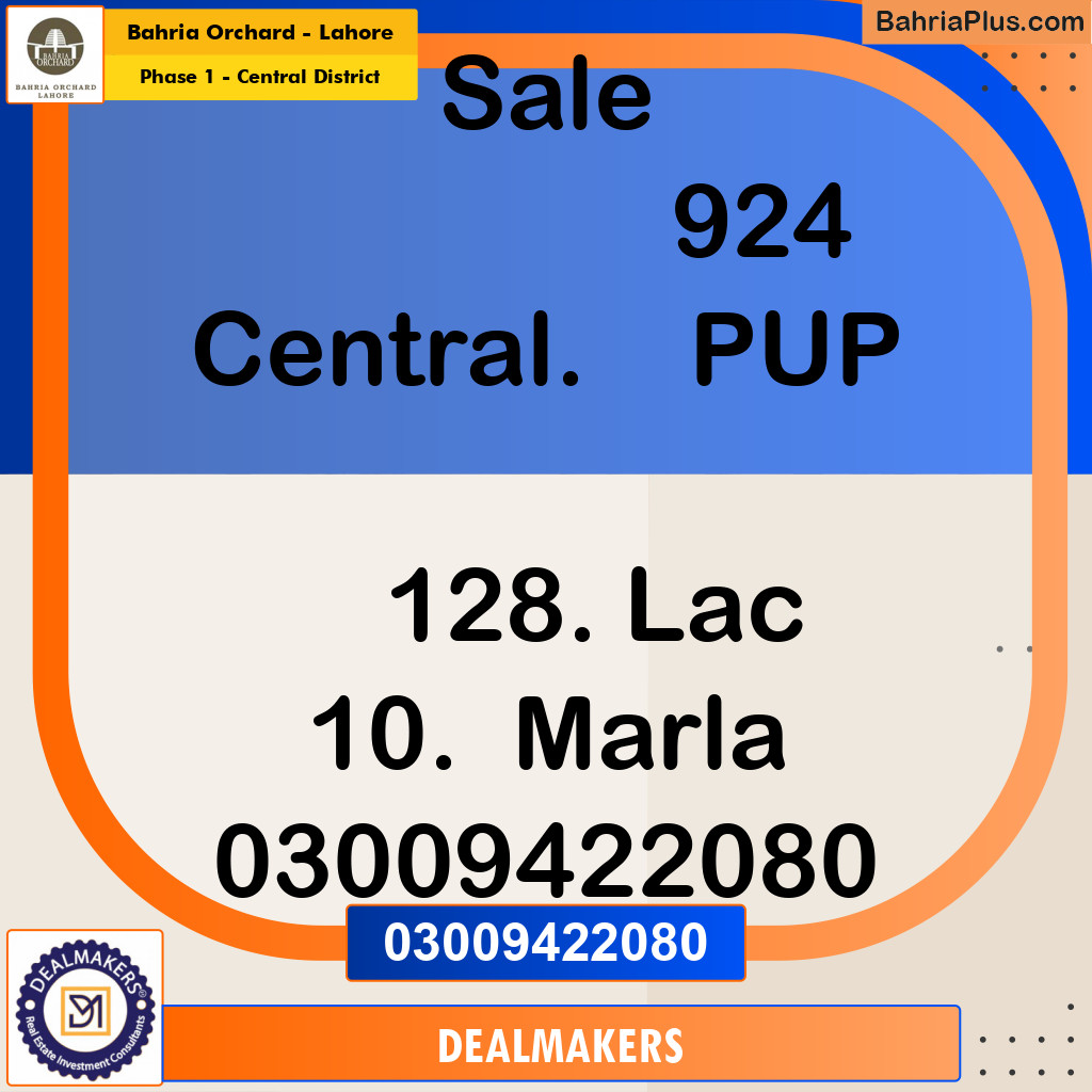 10 Marla Residential Plot for Sale in Phase 1 - Central District -  Bahria Orchard, Lahore - (BP-267393)