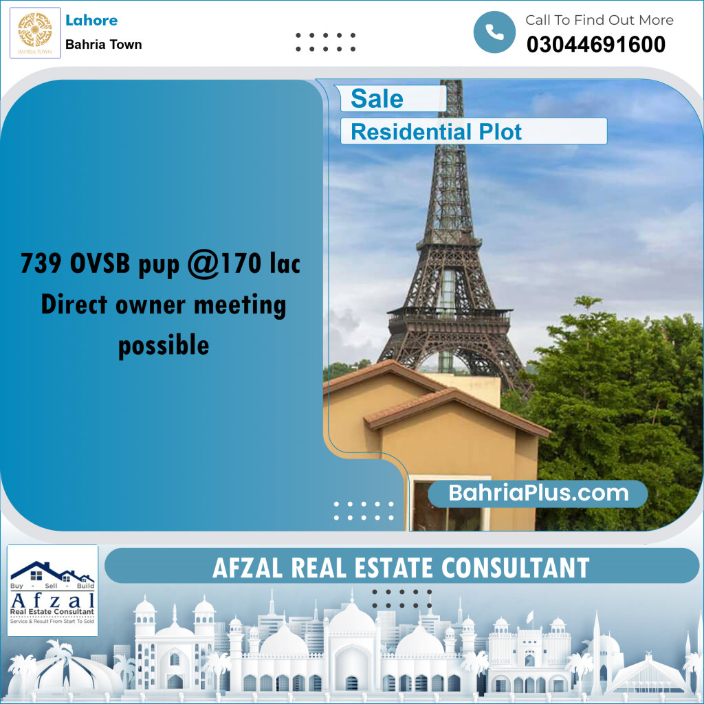 Residential Plot for Sale in Bahria Town, Lahore - (BP-267395)