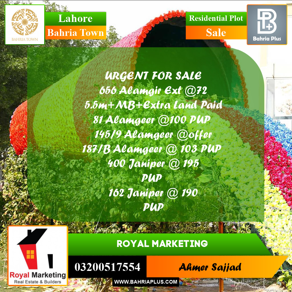 Residential Plot for Sale in Bahria Town, Lahore - (BP-267415)
